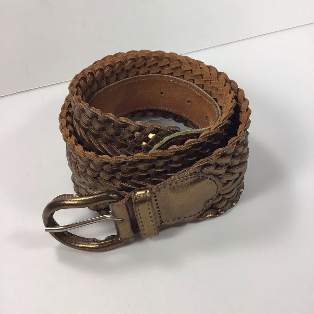 Belt Woven Leather Belt Braided Vintage Bronze Size 38” long